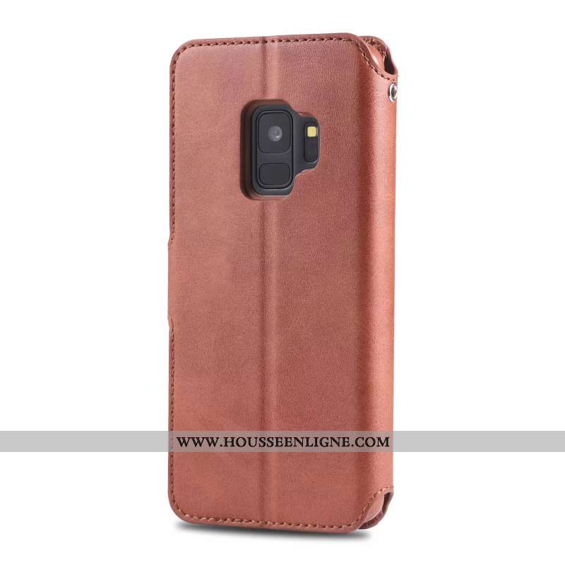 Étui Samsung Galaxy S9 Protection Ornements Suspendus Membrane Cuir Silicone Étoile Marron