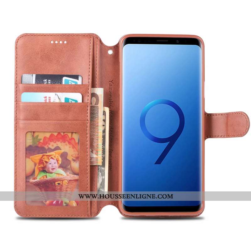 Étui Samsung Galaxy S9 Protection Ornements Suspendus Membrane Cuir Silicone Étoile Marron