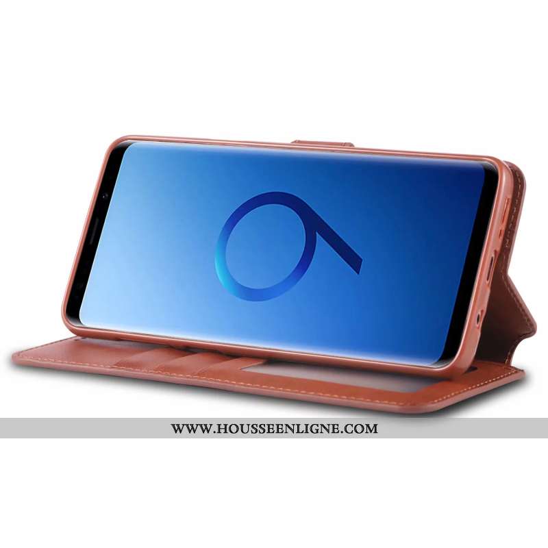 Étui Samsung Galaxy S9 Protection Ornements Suspendus Membrane Cuir Silicone Étoile Marron