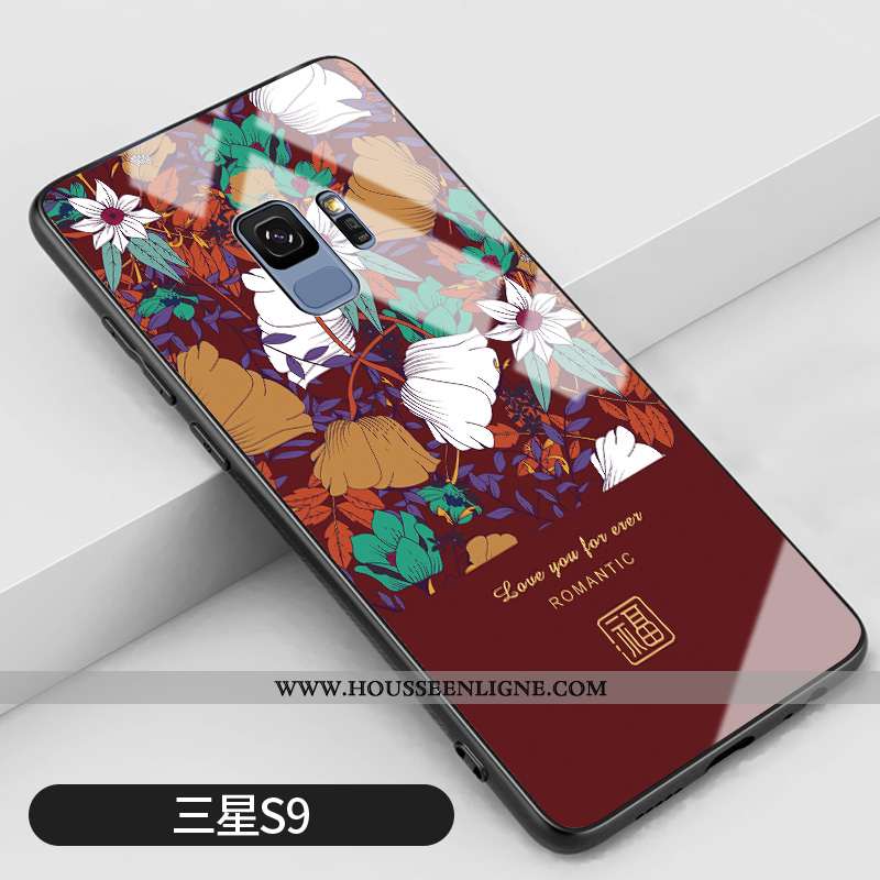 Étui Samsung Galaxy S9 Protection Verre Art Téléphone Portable Tout Compris Étoile Net Rouge Bordeau