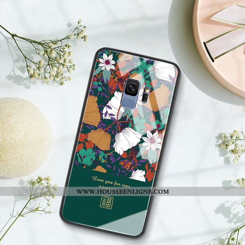 Étui Samsung Galaxy S9 Protection Verre Art Téléphone Portable Tout Compris Étoile Net Rouge Bordeau