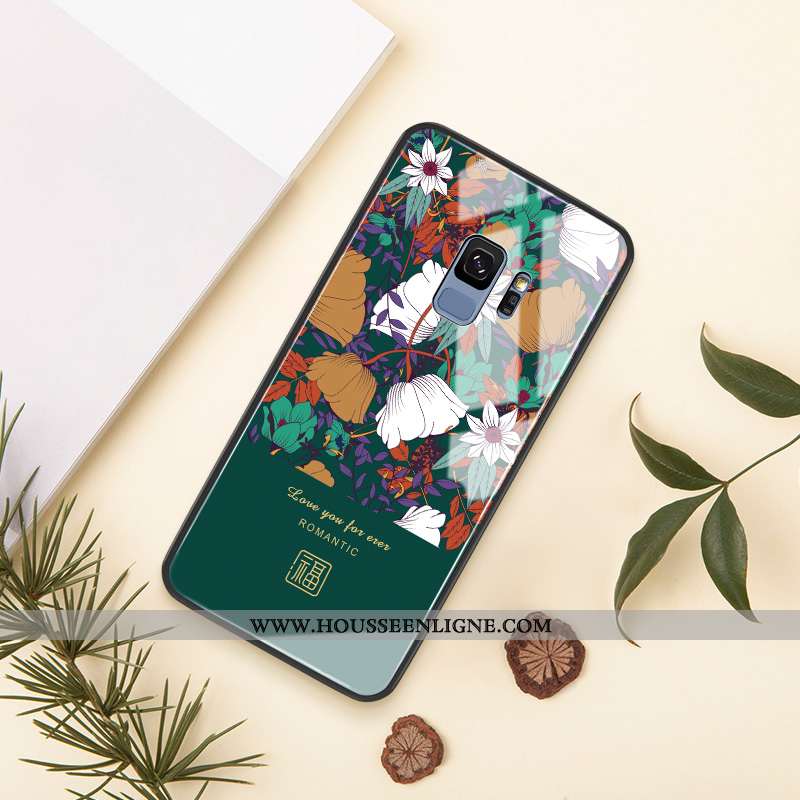 Étui Samsung Galaxy S9 Protection Verre Art Téléphone Portable Tout Compris Étoile Net Rouge Bordeau
