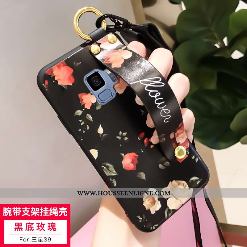 Étui Samsung Galaxy S9 Silicone Délavé En Daim Ornements Suspendus Incassable Blanc Téléphone Portab
