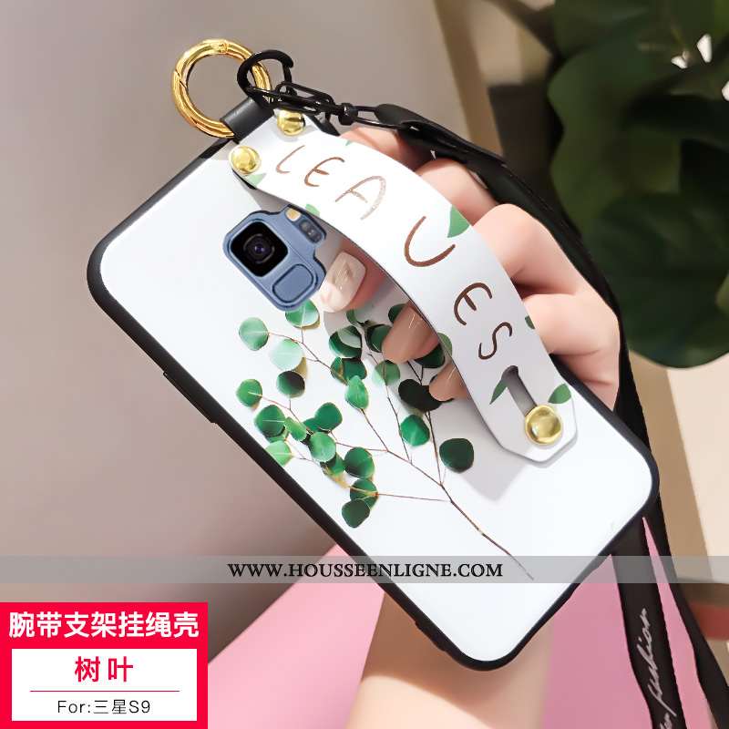 Étui Samsung Galaxy S9 Silicone Délavé En Daim Ornements Suspendus Incassable Blanc Téléphone Portab