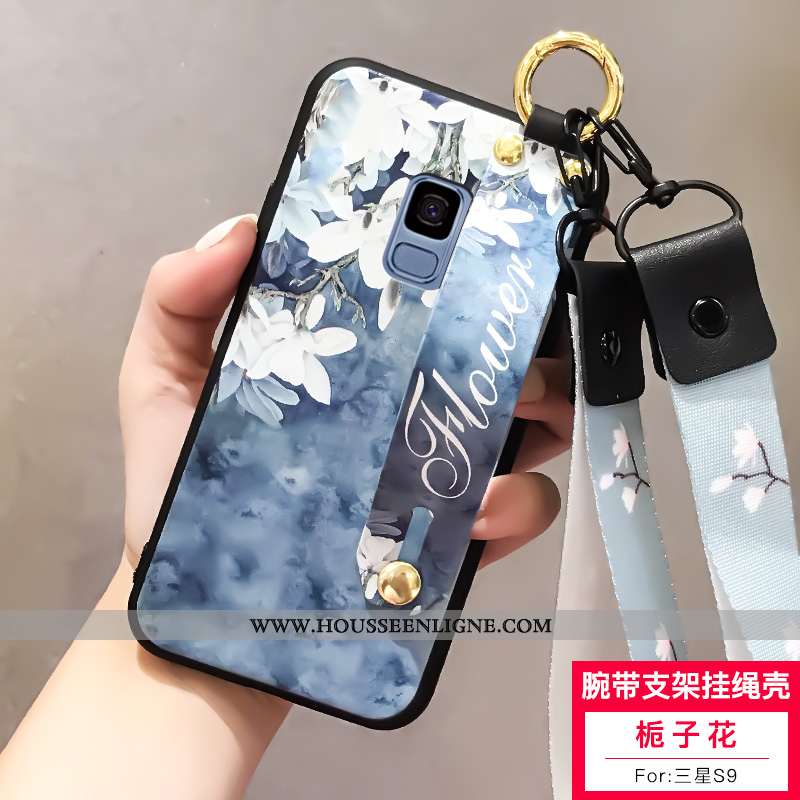Étui Samsung Galaxy S9 Silicone Délavé En Daim Ornements Suspendus Incassable Blanc Téléphone Portab