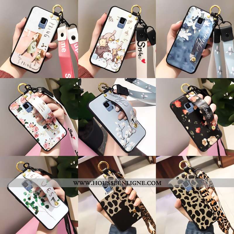 Étui Samsung Galaxy S9 Silicone Délavé En Daim Ornements Suspendus Incassable Blanc Téléphone Portab