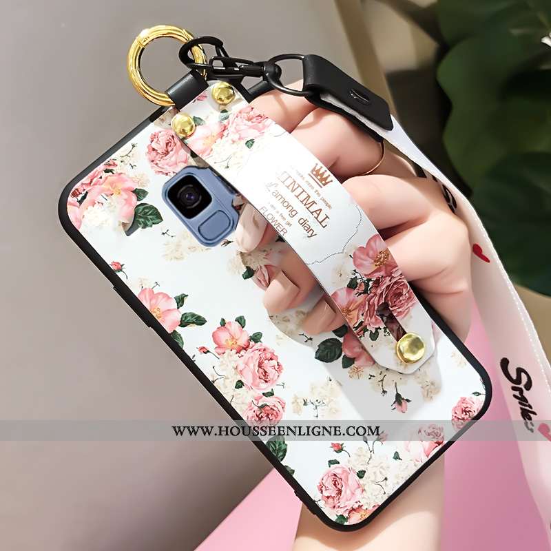 Étui Samsung Galaxy S9 Silicone Délavé En Daim Ornements Suspendus Incassable Blanc Téléphone Portab