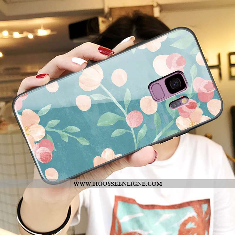 Étui Samsung Galaxy S9 Tendance Fluide Doux Amoureux Nouveau Incassable Créatif Verre Blanche