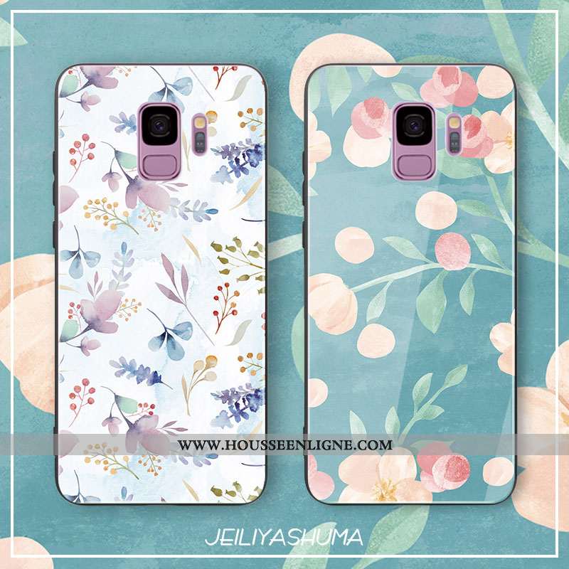 Étui Samsung Galaxy S9 Tendance Fluide Doux Amoureux Nouveau Incassable Créatif Verre Blanche
