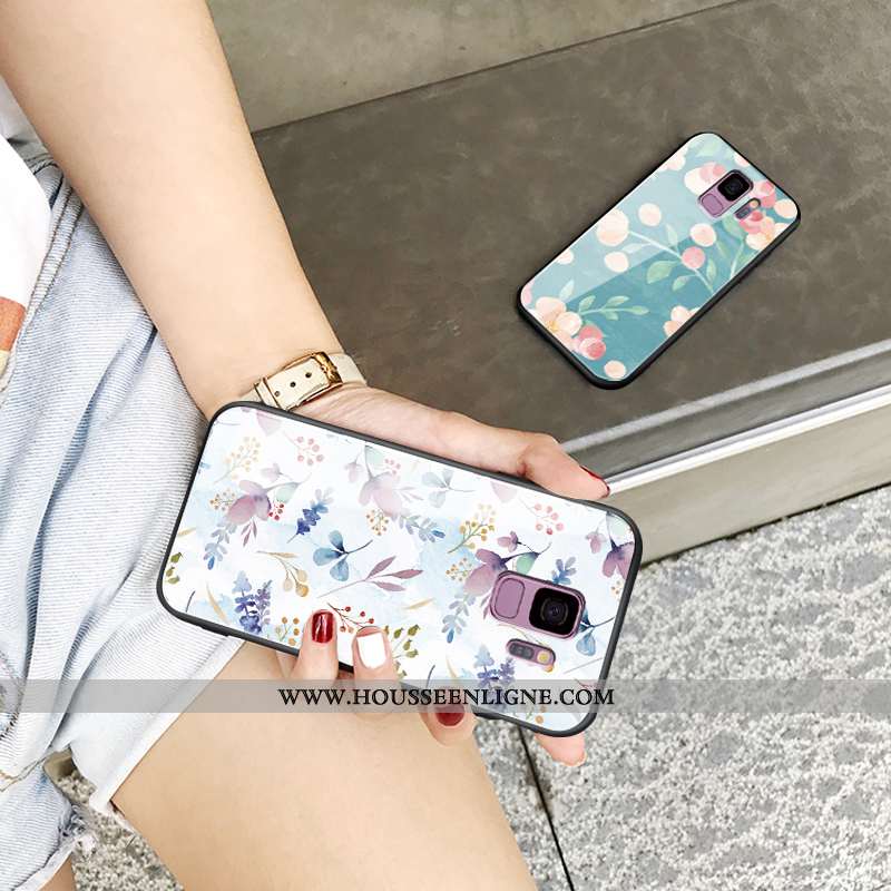 Étui Samsung Galaxy S9 Tendance Fluide Doux Amoureux Nouveau Incassable Créatif Verre Blanche