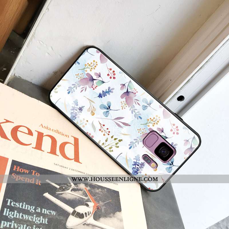 Étui Samsung Galaxy S9 Tendance Fluide Doux Amoureux Nouveau Incassable Créatif Verre Blanche
