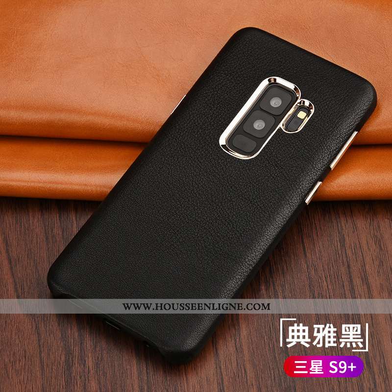 Étui Samsung Galaxy S9+ Tendance Légère Business Coque Protection Ultra Cuir Noir