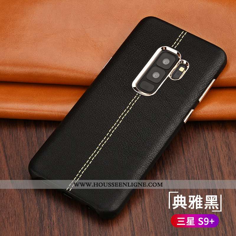 Étui Samsung Galaxy S9+ Tendance Légère Business Coque Protection Ultra Cuir Noir