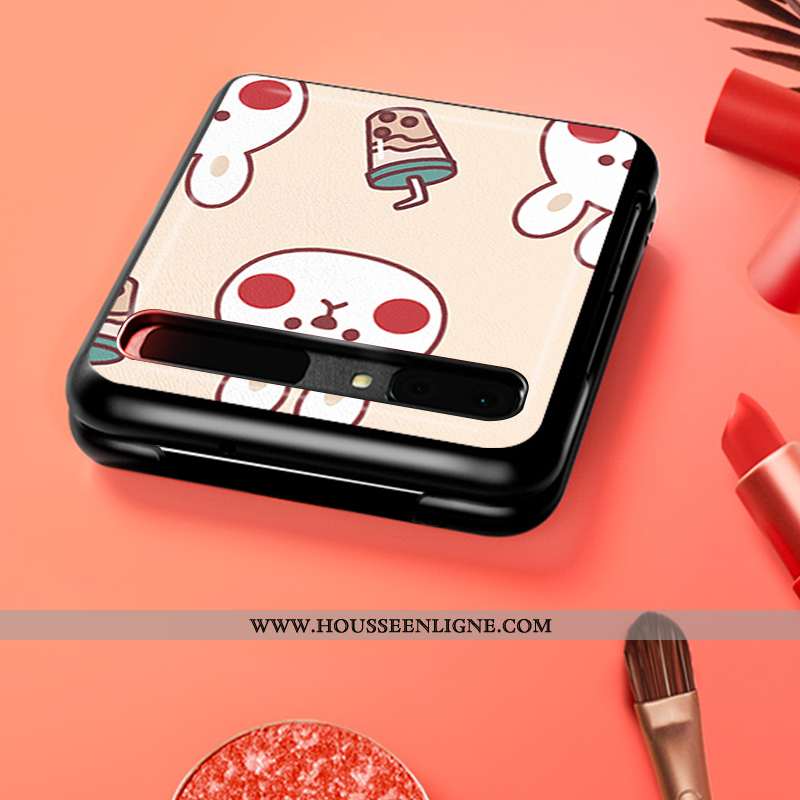 Étui Samsung Z Flip Cuir Modèle Fleurie Téléphone Portable Étoile Protection Rose