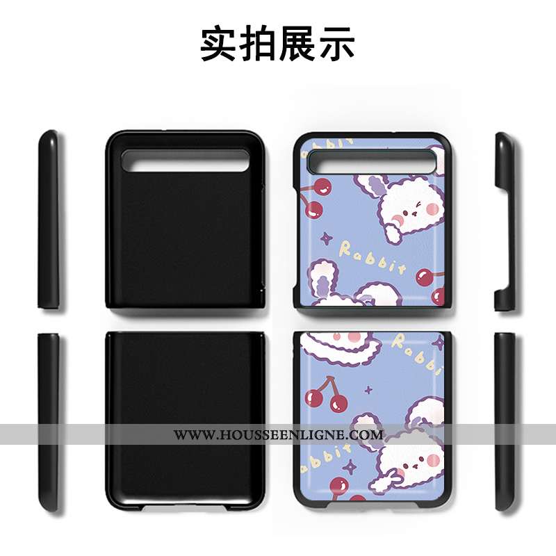 Étui Samsung Z Flip Cuir Modèle Fleurie Téléphone Portable Étoile Protection Rose