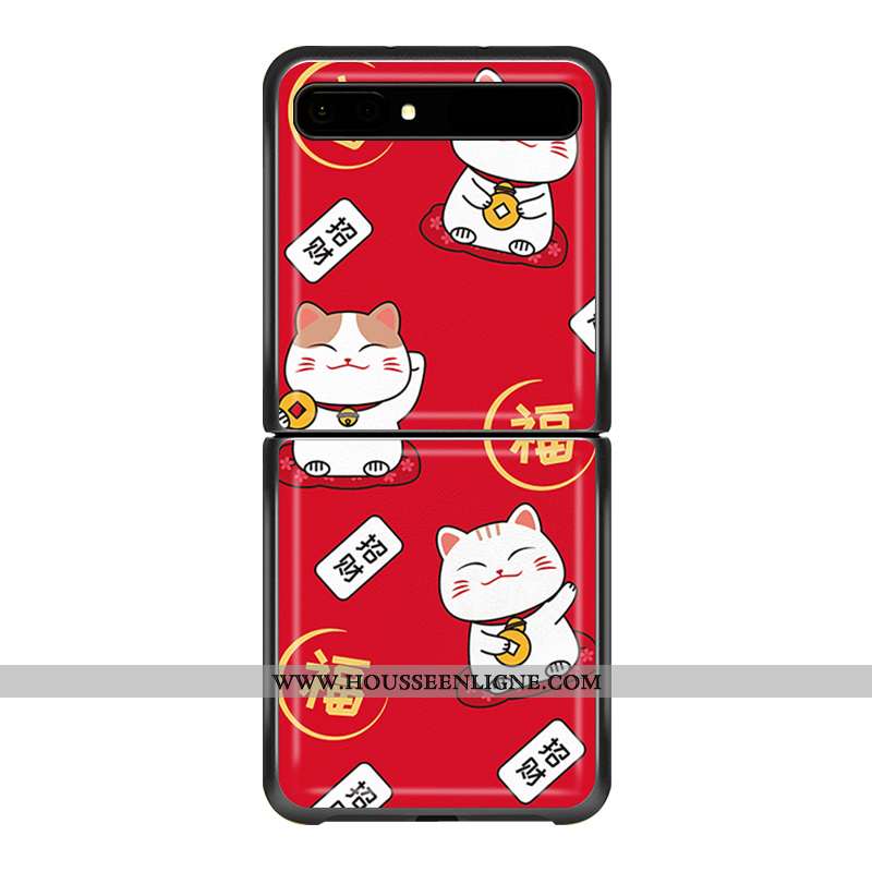 Étui Samsung Z Flip Protection Ornements Suspendus Personnalisé Téléphone Portable Cuir Coque Rouge