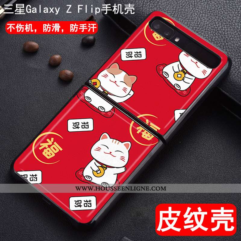 Étui Samsung Z Flip Protection Ornements Suspendus Personnalisé Téléphone Portable Cuir Coque Rouge