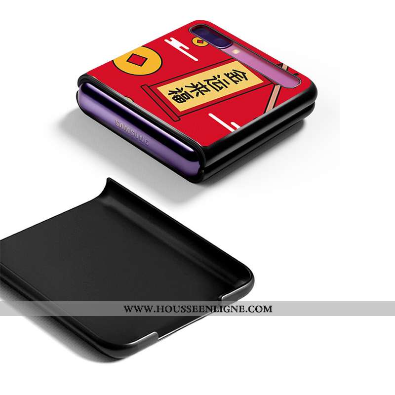 Étui Samsung Z Flip Protection Ornements Suspendus Personnalisé Téléphone Portable Cuir Coque Rouge