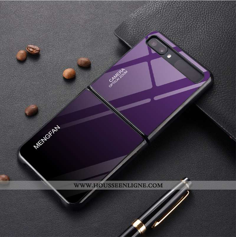 Étui Samsung Z Flip Protection Verre Coque Personnalisé Modèle Simple Téléphone Portable Violet