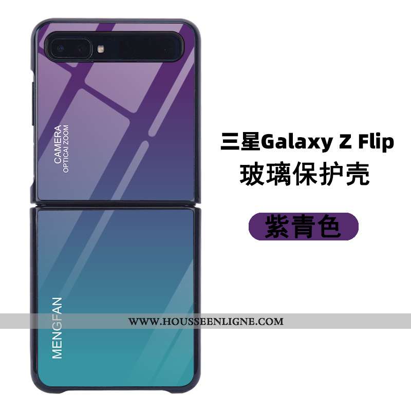 Étui Samsung Z Flip Protection Verre Coque Personnalisé Modèle Simple Téléphone Portable Violet