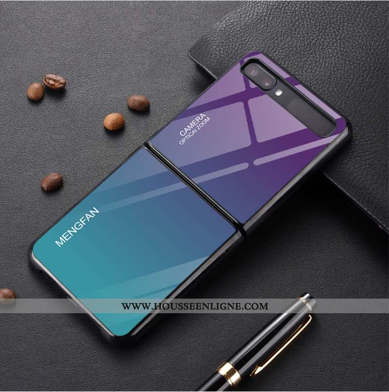 Étui Samsung Z Flip Protection Verre Coque Personnalisé Modèle Simple Téléphone Portable Violet
