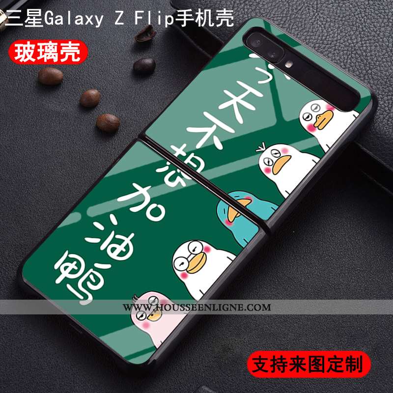 Étui Samsung Z Flip Verre Personnalité Créatif Silicone Protection Étoile Verte