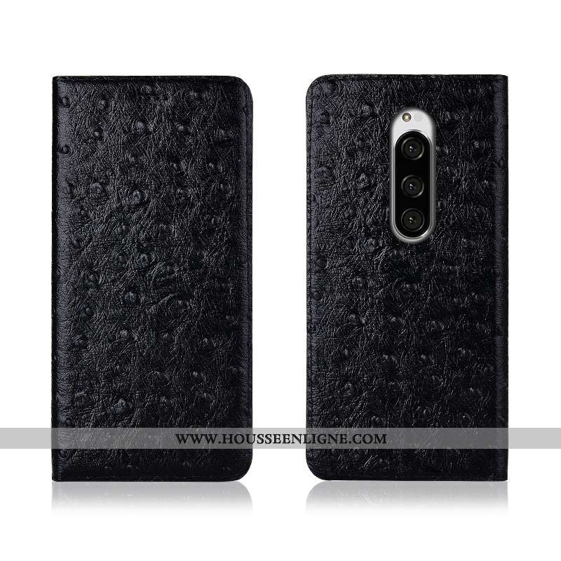 Étui Sony Xperia 1 Délavé En Daim Cuir Véritable Clamshell Protection Silicone Cuir Marron