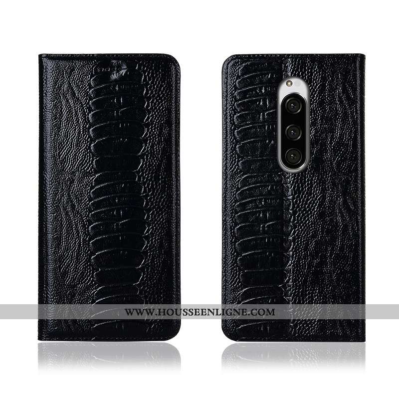 Étui Sony Xperia 1 Délavé En Daim Cuir Véritable Protection Incassable Téléphone Portable Clamshell 