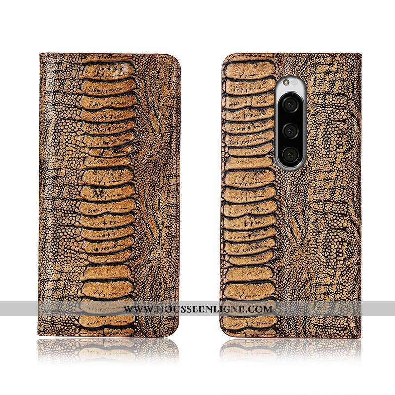 Étui Sony Xperia 1 Délavé En Daim Cuir Véritable Protection Incassable Téléphone Portable Clamshell 