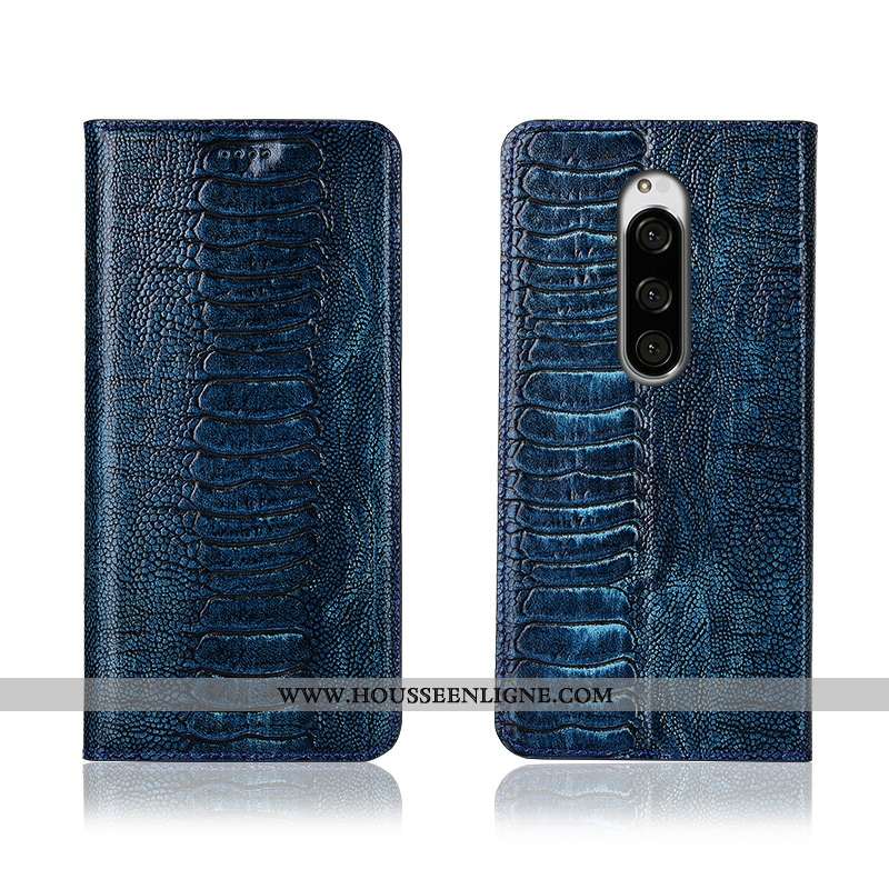 Étui Sony Xperia 1 Délavé En Daim Cuir Véritable Protection Incassable Téléphone Portable Clamshell 