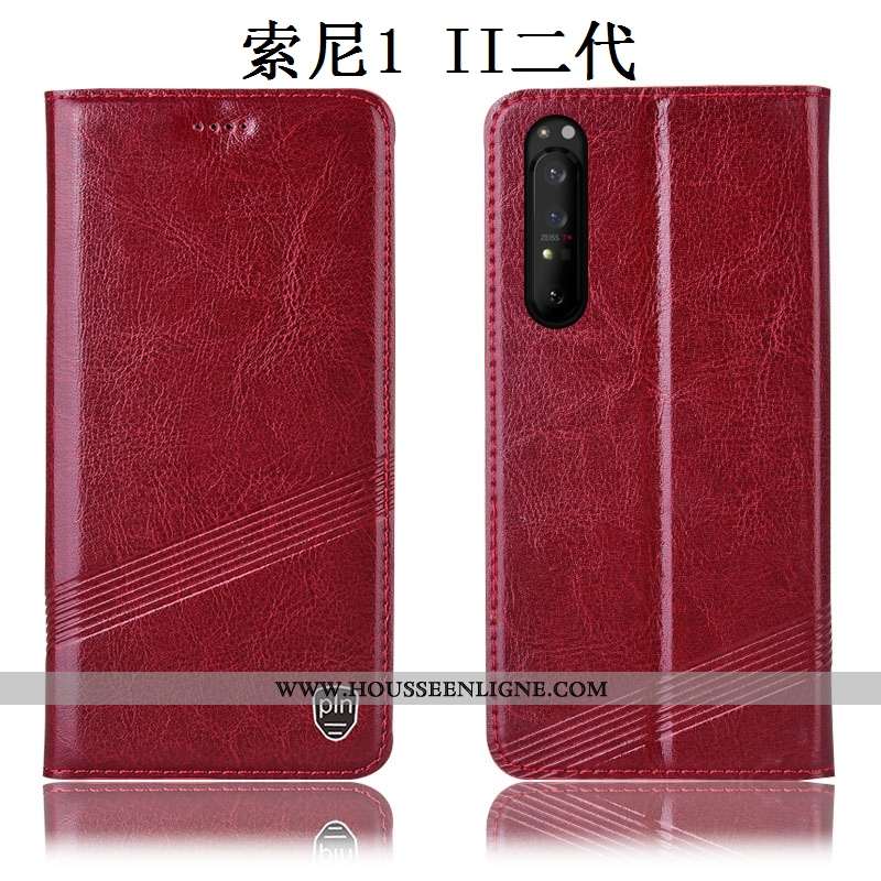 Étui Sony Xperia 1 Ii Cuir Véritable Protection Coque Noir Incassable Téléphone Portable