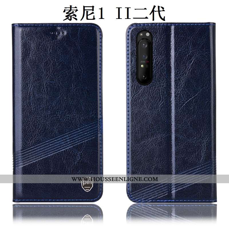 Étui Sony Xperia 1 Ii Cuir Véritable Protection Coque Noir Incassable Téléphone Portable