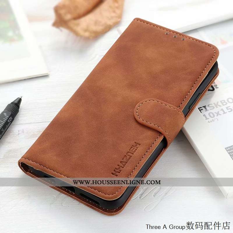 Étui Sony Xperia 1 Ii Délavé En Daim Vintage Téléphone Portable Housse Cuir Bleu