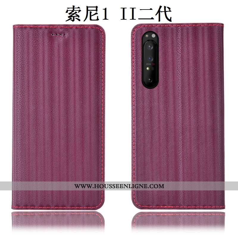 Étui Sony Xperia 1 Ii Protection Cuir Véritable Incassable Housse Bleu Dégradé Coque