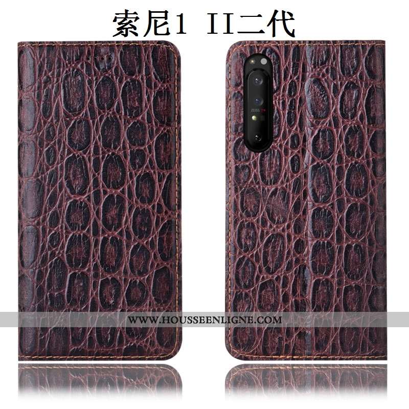 Étui Sony Xperia 1 Ii Protection Cuir Véritable Téléphone Portable Modèle Fleurie Housse Coque Incas
