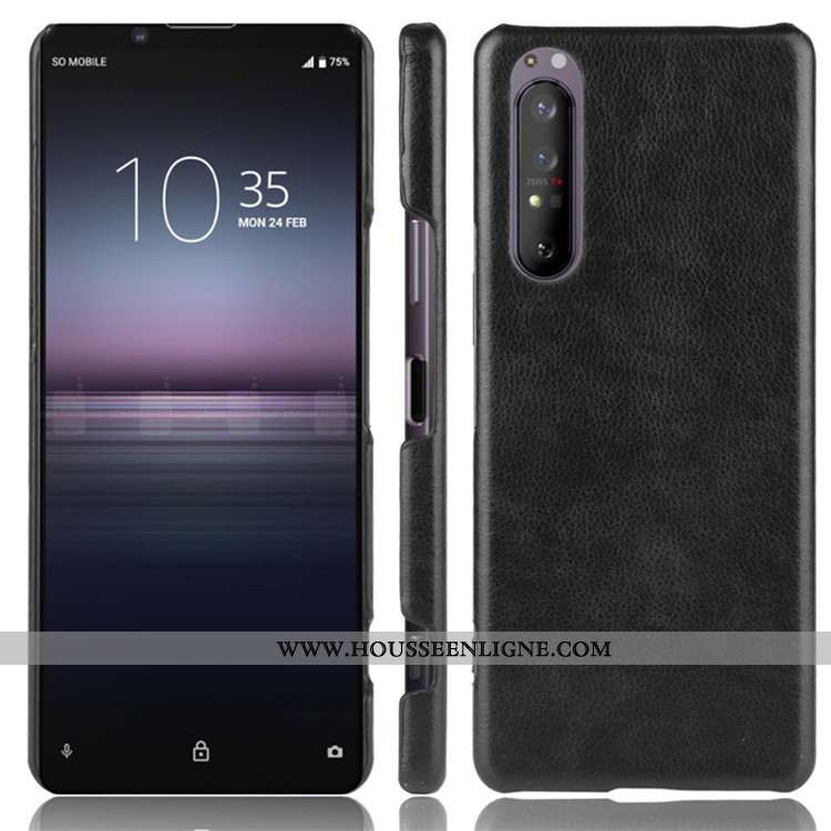 Étui Sony Xperia 1 Ii Tendance Cuir Difficile Modèle Fleurie Protection Litchi Rouge