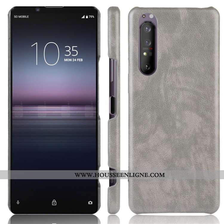 Étui Sony Xperia 1 Ii Tendance Cuir Difficile Modèle Fleurie Protection Litchi Rouge