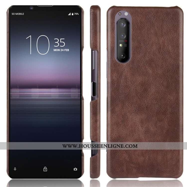 Étui Sony Xperia 1 Ii Tendance Cuir Difficile Modèle Fleurie Protection Litchi Rouge