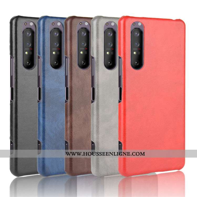 Étui Sony Xperia 1 Ii Tendance Cuir Difficile Modèle Fleurie Protection Litchi Rouge