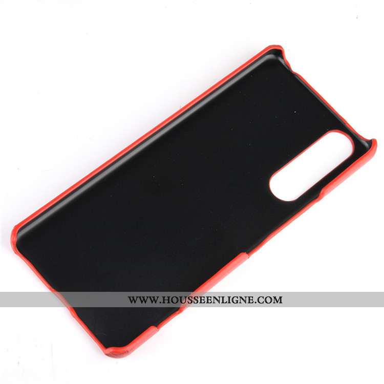 Étui Sony Xperia 1 Ii Tendance Cuir Difficile Modèle Fleurie Protection Litchi Rouge