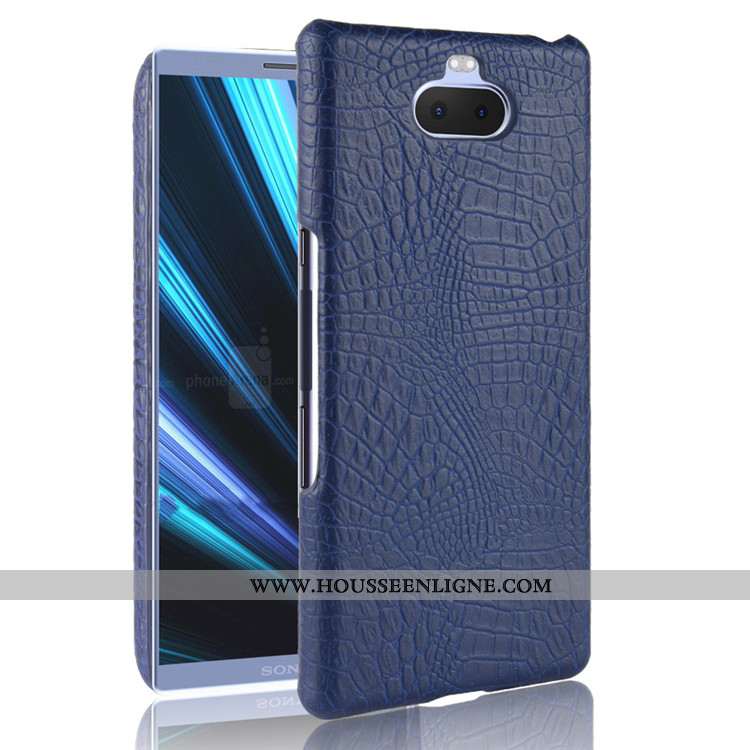 Étui Sony Xperia 10 Cuir Protection Coque Bleu Marin Téléphone Portable Difficile Bleu Foncé
