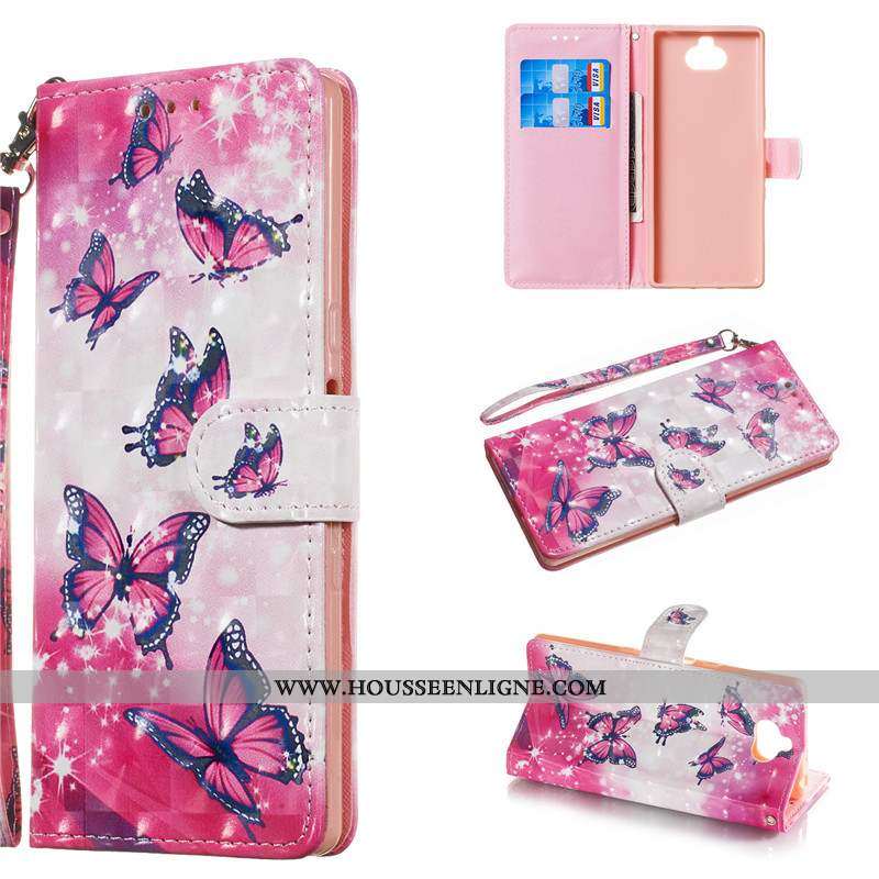 Étui Sony Xperia 10 Cuir Protection Téléphone Portable Clamshell Charmant Rose