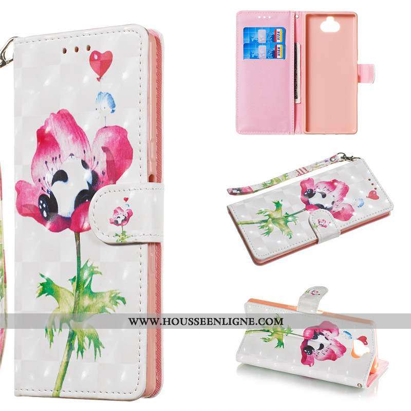 Étui Sony Xperia 10 Cuir Protection Téléphone Portable Clamshell Charmant Rose