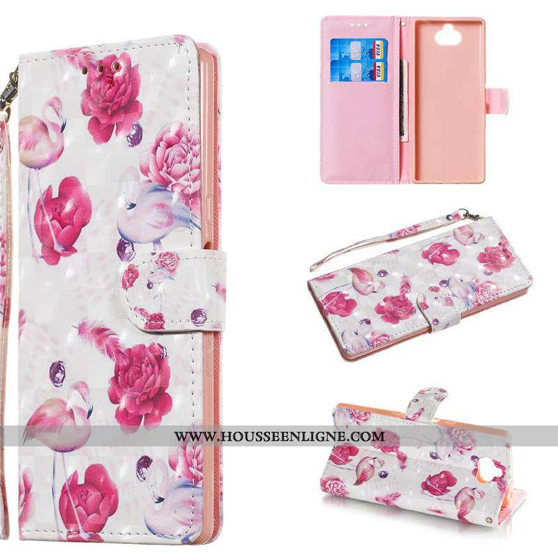 Étui Sony Xperia 10 Cuir Protection Téléphone Portable Clamshell Charmant Rose