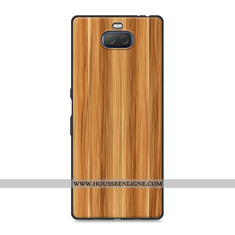 Étui Sony Xperia 10 En Bois Tendance Téléphone Portable Créatif Personnalité Coque Khaki