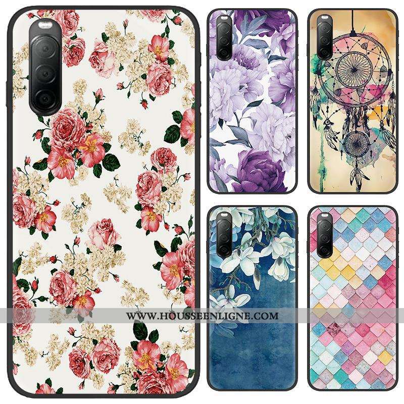 Étui Sony Xperia 10 Ii Délavé En Daim Créatif Noir Téléphone Portable Fluide Doux Pu Dessin Animé Ro
