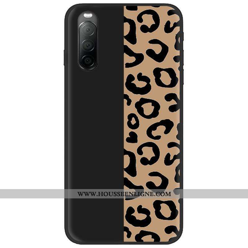Étui Sony Xperia 10 Ii Délavé En Daim Créatif Noir Téléphone Portable Fluide Doux Pu Dessin Animé Ro