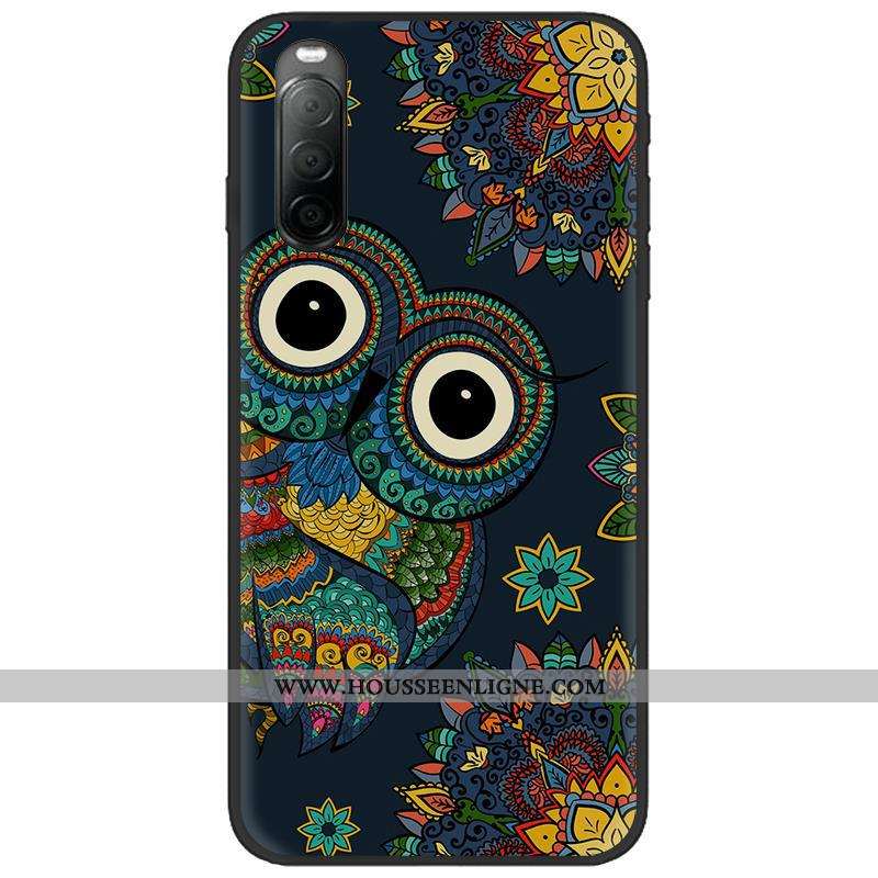 Étui Sony Xperia 10 Ii Délavé En Daim Créatif Noir Téléphone Portable Fluide Doux Pu Dessin Animé Ro