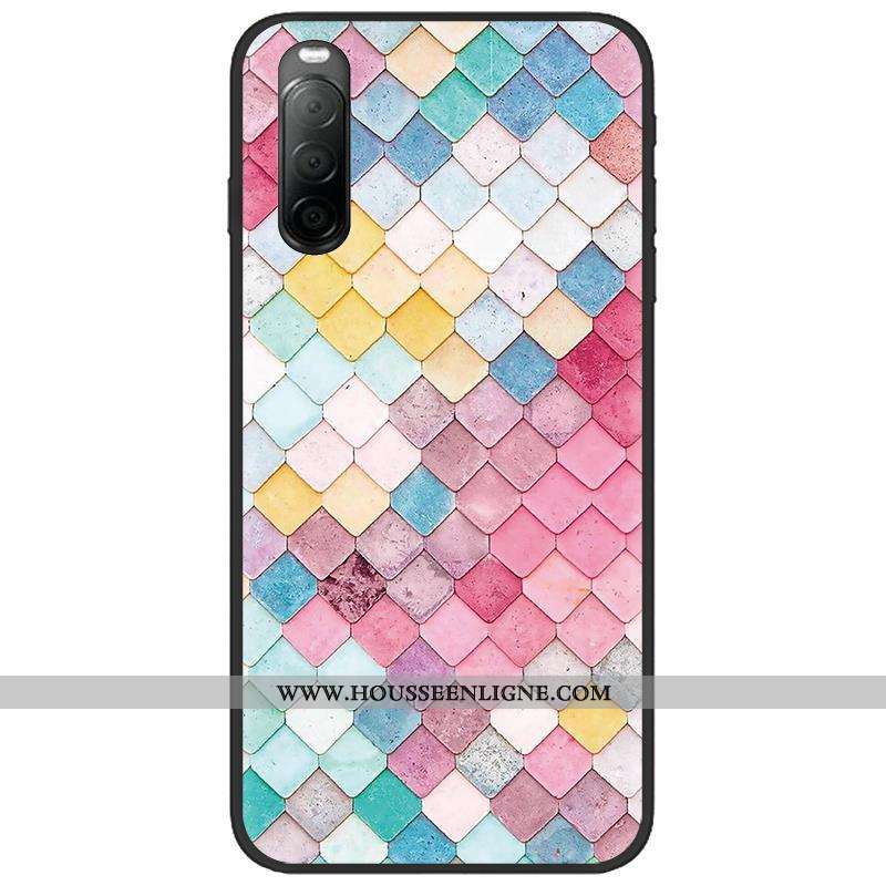 Étui Sony Xperia 10 Ii Délavé En Daim Créatif Noir Téléphone Portable Fluide Doux Pu Dessin Animé Ro