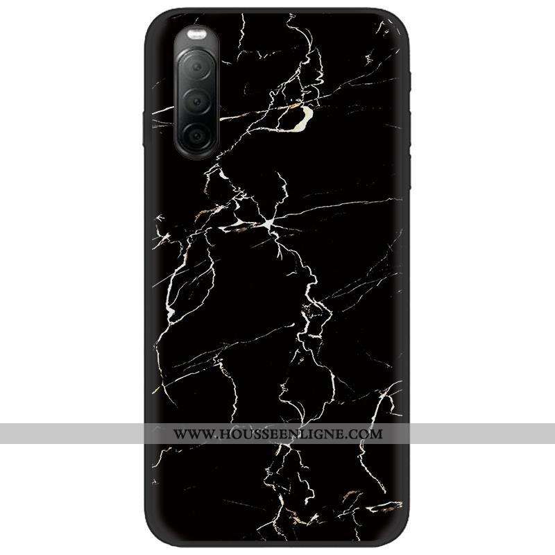 Étui Sony Xperia 10 Ii Délavé En Daim Créatif Noir Téléphone Portable Fluide Doux Pu Dessin Animé Ro